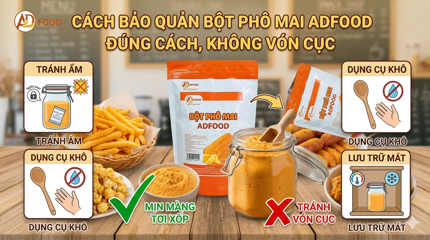 Cách Bảo Quản Bột Phô Mai Đúng Cách, Không Vón Cục